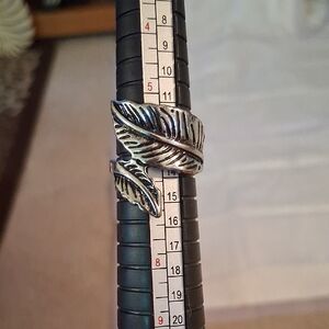 Silver - Tone Leaf Adjustable Ring